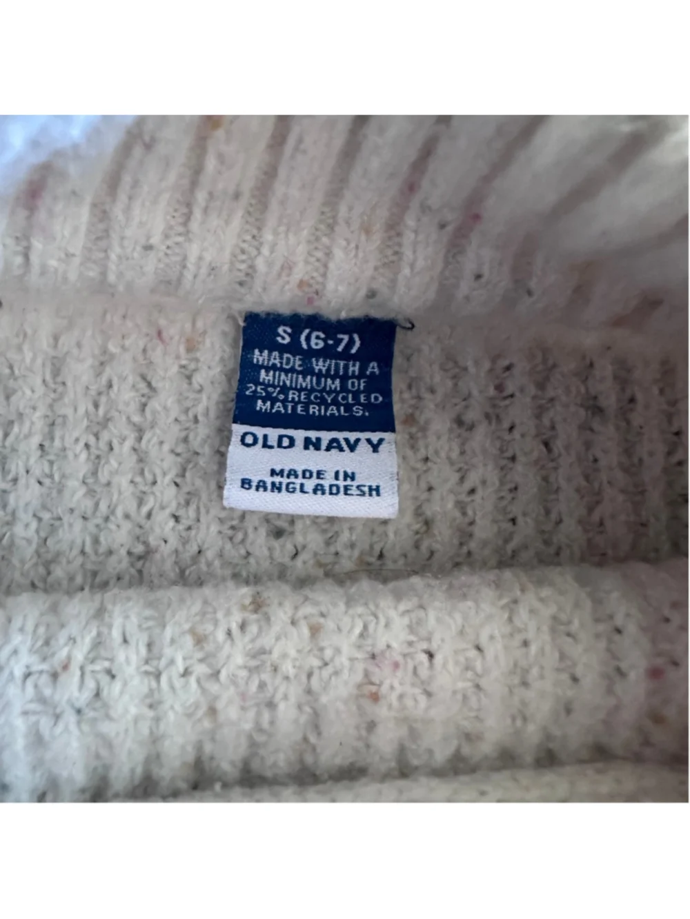 Girls Old Navy Waffle Knit Sweater S 6 7 Beige Flecked Mock Neck Cozy